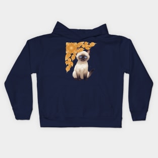 Siamese Cat and Thai Pattern Kids Hoodie